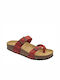 Plakton 341032 Leather Women's Flat Sandals Anatomic In Red Colour