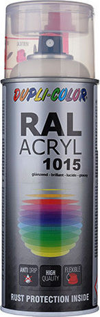 Dupli Color Spray Paint RAL Acryl Acrylic with Metallic Effect Light Ivory RAL 1015 400ml