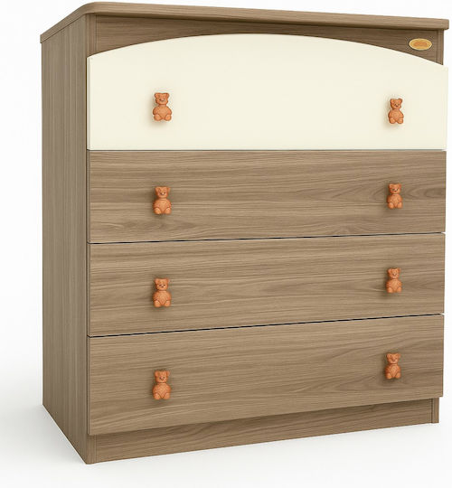Premiun Comodă pentru Bebeluşi cu 4 Sertare Canelă 80x50x88cm
