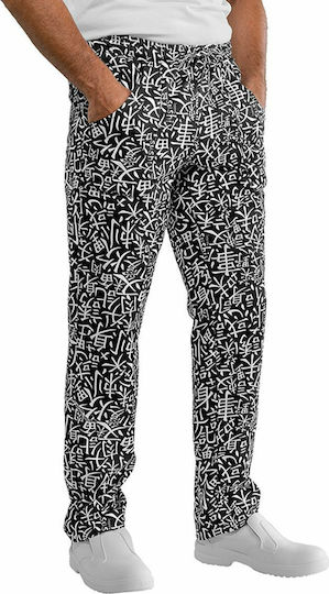 IdealPress Pantaloni de Bucătar cu model Sushi Negru cu Elastic în Talie