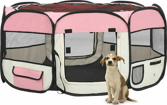 vidaXL Foldable Park Dog Folding Pink 145x145x61cm made of Fabric in Pink Color 145 x 145 x 61cm