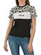 Fila Anokia Women's Athletic T-shirt Animal Print Black