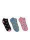 Kal-tsa Girls 3 Pack Ankle Socks Multicolour