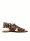 Inuovo Leather Women's Flat Sandals in Brown Color