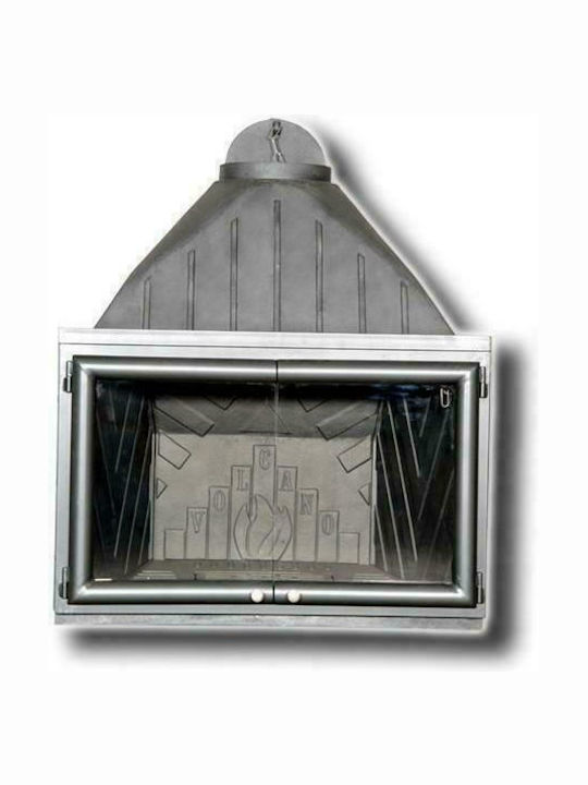 Volcano K65 Einseitig Kamin Innenbereich Gusseisen Silber 73x51x55cm