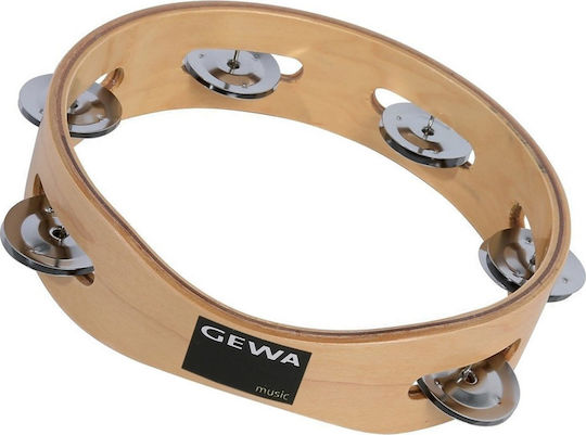 Gewa Jingle Wreath Beige Hölzernes Handtamburin mit einer Reihe von Zils