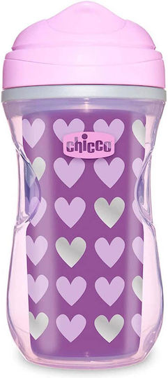 Chicco Παιδικό Ποτηράκι Active από Πλαστικό Μωβ Καρδιές 266ml για 14m+