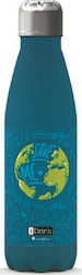 I-Total iDrink Graphics Bottle Thermos Stainless Steel BPA Free Blue 1lt ID1020