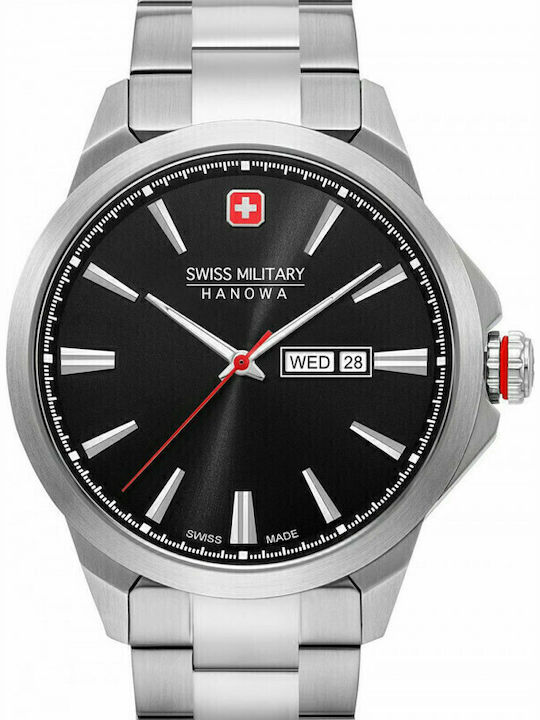 Swiss Military Hanowa Herrenuhr 45mm Chronograph Batterie mit Silber Rostfreien Stahlarmband
