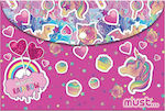 Must Folder with Button for Paper A4 Pink Magic Rainbow