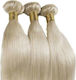 Bioshev Professional Haarteile mit Clip mit Echthaar Remy in Blond Farbe 50cm