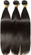 Bioshev Professional Haarteile mit Clip mit Echthaar in Schwarz Farbe 50cm 1B