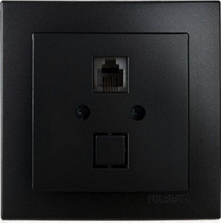 Geyer Nilson Μονή Πρίζα Δικτύου RJ45 με Πλαίσιο Τύπου Cat5 σε Μαύρο Χρώμα 24221044