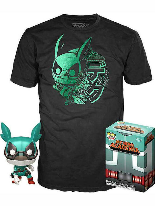 Funko Поп! Tees Анимация: Моят герой Academia - Deku with Helmet (Г) с каска (Л) Специално издание