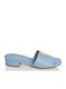 Sante Leder Mules mit Chunky Niedrig Absatz in Hellblau Farbe