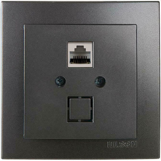 Geyer Nilson Single Network Socket RJ45 Cat6 Gray 24161045