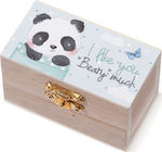 Christening Favor with Box Σεντούκι Panda made of Wood 48pcs