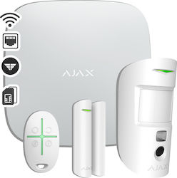 Ajax Systems StarterKit Cam Plus Ασύρματο Σύστημα Συναγερμού με Ανιχνευτή Κίνησης , Αισθητήρα Πόρτας , Τηλεχειριστήριο και Κέντρο (Wi-Fi) White