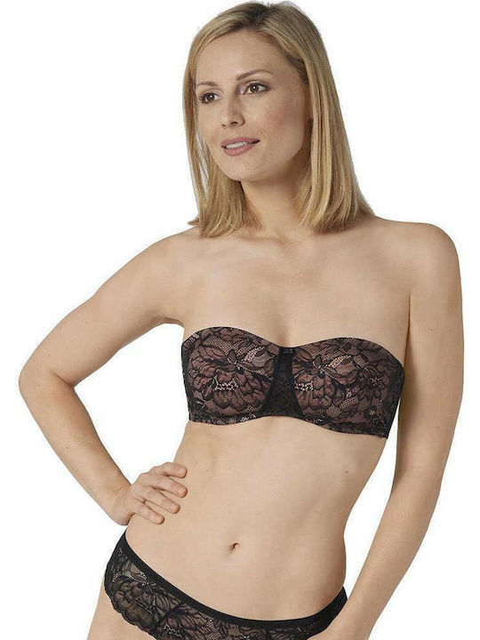 Amourette Charm Strapless Bra without Padding Underwire Black