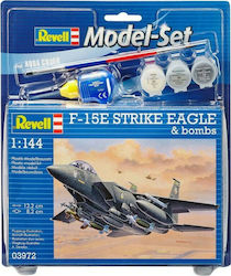 Revell F-15E Strike Eagle & Bombs Modeling Figure Airplane 70 Pieces in Scale 1:144 with Glue and Paints 13.2x8.2cm.