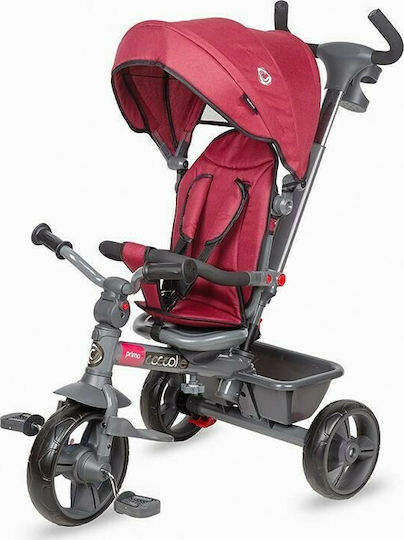 Coccolle Primo Kids Tricycle Foldable, Convertible, With Push Handle & Sunshade for 12+ Months Red