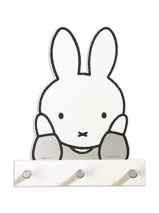 Miffy MIffy Kids Wall Hook Multirack Ξύλινη Λευκό 30cm 1pcs