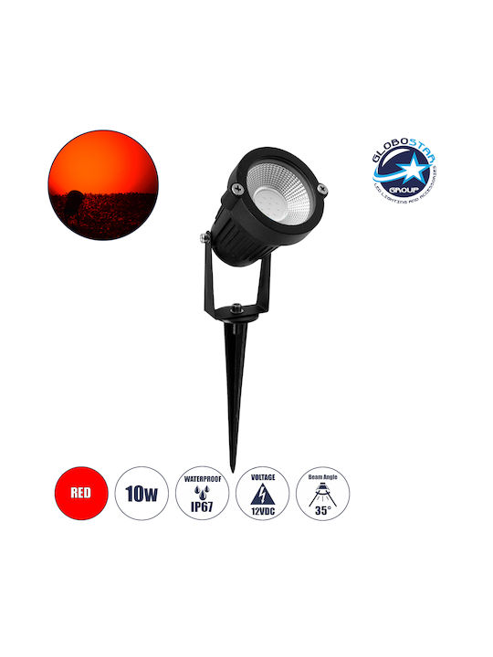 GloboStar Sticla Lumină Led Fixă Bridgelux 10W 1000lm 35° IP67 Roșu Reglabil în intensitate 75585