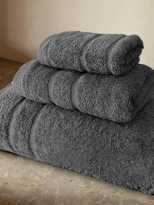 Isadore Lorraine Bath Towel Set 3pcs Royal Gray Weight 600gr/m²