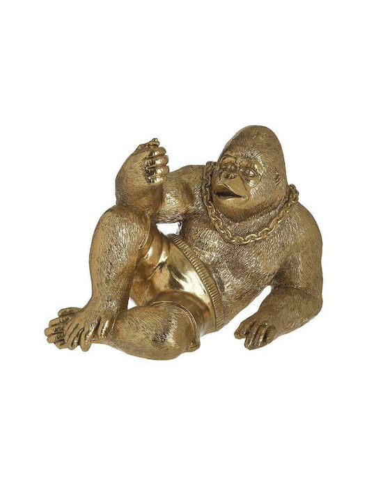 Inart Decorative Gorilla Polyresin in Gold 29x16x20cm 1pcs