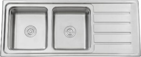 Hydra WDA 12050 Drop-In Кухненска Мивка Inox Гладко (Сатенено Покритие) Дължина 120xШирина 50см Сребрист
