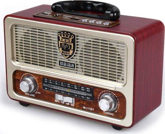 M111BT Retro Tabletop Radio Rechargeable with Bluetooth White