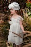 Baby Bloom Off-White Βαπτιστικό Σετ Ρούχων με Αξεσουάρ Μαλλιών & Φόρεμα από Δαντέλα 2τμχ