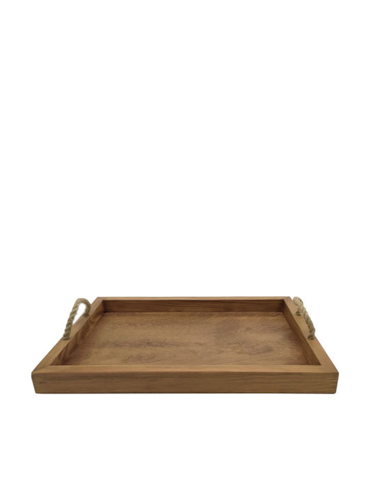 Korres Craft Rectangle Tray Wooden with Handle In Brown Colour 44.5x32x3.7cm 1pcs