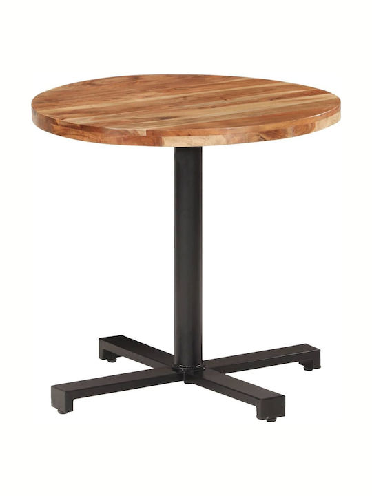 Bistro Round Table Tavern from Solid Wood & Metal Natural 80x80x75cm