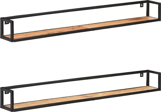 Solid Acacia Wood Wall Shelves 2 Pieces 160x17x17cm
