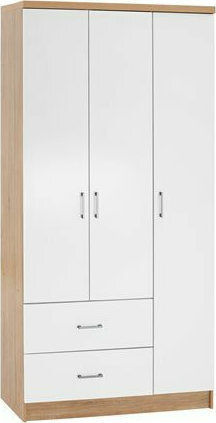 Ușă triplă Dulap de Haine Caesar Sonama-alb 89x42.5x181cm