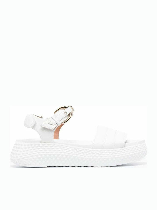 Emporio Armani Women's Flat Sandals Flatforms In White Colour X3U095 XL369 K222