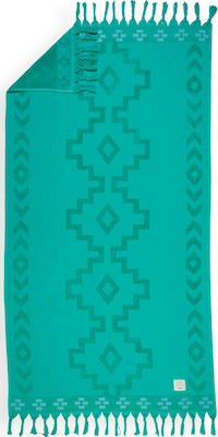 Nef-Nef Colossus Coral Beach Towel Cotton Petrol Blue with Fringes 170x90cm. 028551