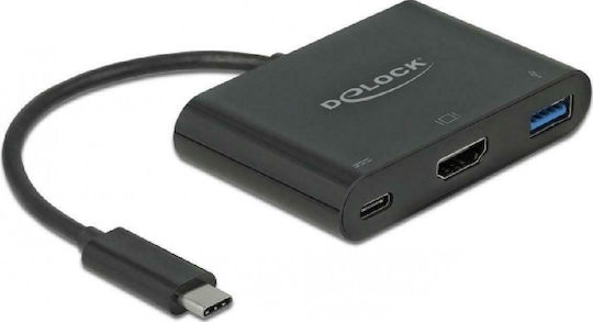 DeLock USB-C Docking Station με HDMI 4K PD Μαύρο (64091)