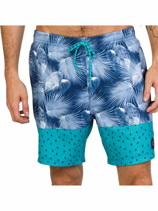 Almond Beachshort Men's Swimwear Bermuda Blue with Patterns