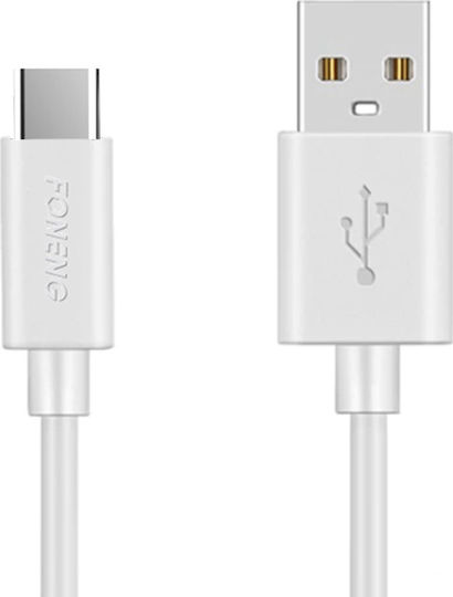 Foneng USB 2.0 Cable USB-C male - USB-A Λευκό 1m X63