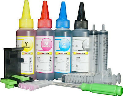 Komplettes Nachfülltinten-Set für Tintenstrahldrucker HP EuroJet Nachfüllset Multi (Farbe) / Schwarz 4Stück