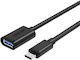 Unitek USB 3.0 Cable USB-C male - USB-A female Μαύρο 0.2m Y-C476BK