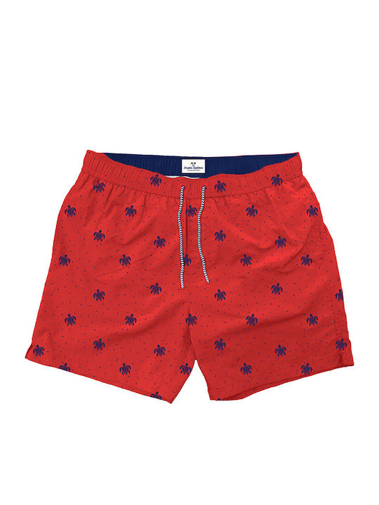 Double Men's Swimwear Shorts Red with Prints