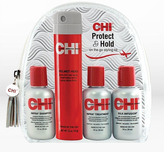 CHI Protect & Hold Set de tratament pentru păr cu Șampon 4buc