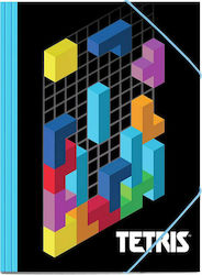 Diakakis Dosar cu Furtun și Urechi pentru Hârtie A4 Negruς Tetris