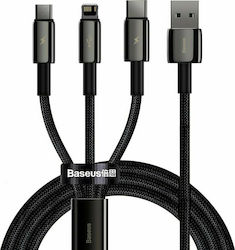 Baseus Tungsten Gold Braided USB to Type-C / Lightning / micro USB Cable 3.5A Μαύρο 1.5m (CAMLTWJ-01)