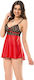 Moongirl 1057 Selina Babydoll Sexy Satin Red