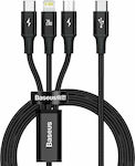 Baseus Rapid Series Braided USB to Lightning / Type-C / micro USB Cable 3A Μαύρο 1.5m (CAMLT-SC01)