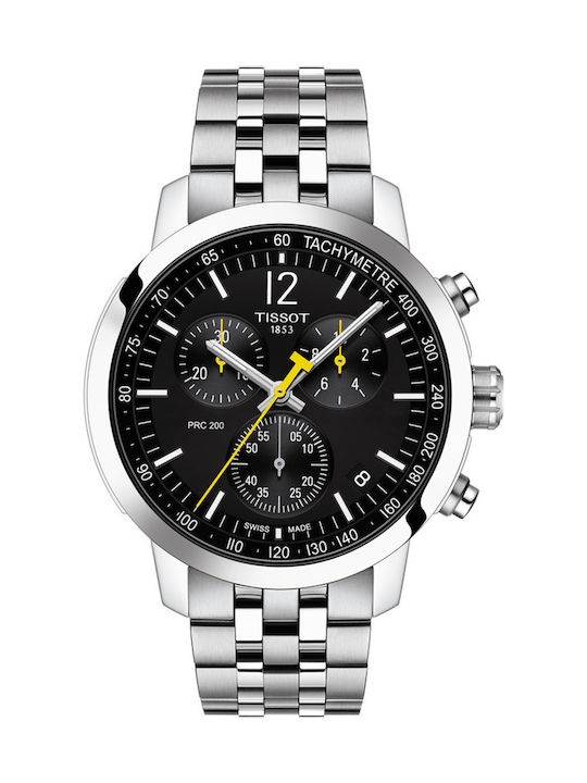 Tissot Men's Watch 42mm Chronograph Battery with Silver Metal Bracelet